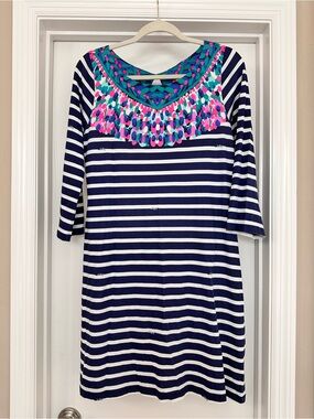 Lilly Pulitzer Blue, Green & Hot Pink Printed Trim Dress
